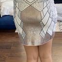 EXPRESS White and Silver Sequins Mini Skirt Photo 2