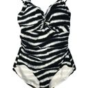 Coco reef Contours  Striped Black & White One Piece Swimsuit Twist 8 32D New Photo 2