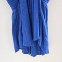 Free People  size Med Blue Boho Knit Crochet Babydoll Top Cutout Back Sleeveless Photo 5