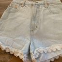 Daisy Vintage Size 24 0 1990 Steel Blue High Waist Lace  Duke Denim Jean Shorts Photo 0