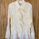 Coldwater Creek  | Cream Ruffle Front Long Sleeve Crinkle Blouse 1X Photo 4