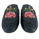 Gucci  Calfskin Flower Embroidered Princetown Slippers Photo 7