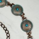 Faux Turquoise Studded Western Concho Metal Chain Belt Size Medium M Large L Photo 4