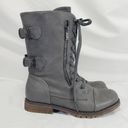 Dream Paris Dream Pairs Grey Mid-Calf Combat Boot zippered Lace Up size 8 Photo 1