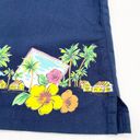 Erika Vintage  Womens XL Button Front Short Sleeve Shirt Top Tropical Navy Summer Photo 5