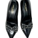 Saint Laurent  YSL silver spike studded bow point toe pump kitten heel 50 size 39 Photo 1