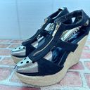 Hot Kiss  Womens Shoes Size 8 Open Toe Wedge Sandal 4.25" Tall Heel Black w/ Zip Photo 4