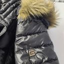 Gallery  Womens Puffer Coat Small Black Hooded Faux Fur Full Zip Winter Outerwear Photo 7