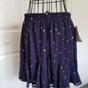 The Row  A Women Navy Blue Mini Skater Skirt w/ Gold Stars Size M Photo 2