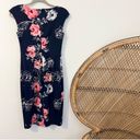 Eliza J navy blue and pink floral cut out mini fitted dress Size 2 Photo 4