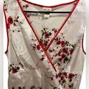 kim rogers  Intimates White Red Romantic Floral Satin Silky Chemise Slip Dress Photo 1