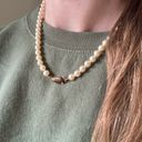 American Vintage Vintage “Ruth” Pearl Brass Pinch Clasp Necklace Oval Classic Feminine Minimal Photo 12