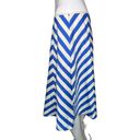 Talbots  Skirt Womens 8 Blue White Chevron A Line Pleated Midi Career Nautical Photo 2