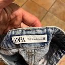 ZARA  high waist button fly acid washed cut off denim shorts Photo 2