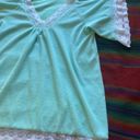 American Vintage VTG 70’s Terrycloth Aqua with white Lace trim Bohemian top! OSFM. Photo 8