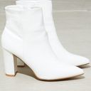 Pretty Little Thing White Croc Heeled Booties  Photo 1