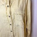 We The Free FREE PEOPLE  Keep it‎ Simple Linen Frayed Button Top Size M Photo 2