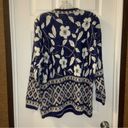 Holiday Time Vintage  Blue/White Floral Print Pullover Sweater size Large Photo 7