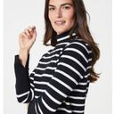 Spanx AirEssentials Mock Neck Top Very Black Stripe Turtleneck Traveling Blouse Photo 3