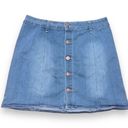 Celebrity Pink Buttoned Front Denim Skirt Photo 3