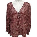 New York & Co. Burgundy & Pink Boho Blouse Photo 0