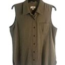 Christopher & Banks  Sleeveless Button Up Neutral Plaid Tank Top Size Large Photo 0