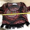 Gypsy Warrior Mob Wife  Fringe Boxy Crop Top Black Red Photo 6