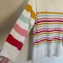 Talbots Plus Boatneck Sweater 3/4 sleeve cream rainbow stripe Women’s size 1X Photo 5