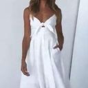 Wish  White V neck Swing Midi Dress bow & front Button NEW with TAGS Size large Photo 1