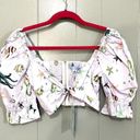 Hill House Sea Creatures The Isabella Cottagecore Mermaid Tie Front Crop Top S Photo 2