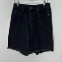 Wild Fable  High Rise Bermuda Shorts Black Frayed Denim Jean Button Fly Shorts Photo 1