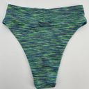 Aerie  High Waist Bikini Bottom Sz M Blue Green Textured High Cut Swimsuit Photo 1