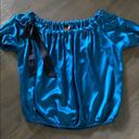 Cynthia Steffe  Silk Neck Bow Blouson Peacock Blue Photo 5