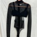 Herve Leger Hervé Léger Sheer Long Sleeve Turtleneck Bra Bodysuit Black Women's Size XXS Photo 1