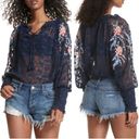 Free People Jubilee Embroidered Sheer Floral Blouse Size L Photo 1