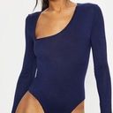 Pretty Little Thing  dark blue asymmetric thong bodysuit size 6 us NWOT Photo 0