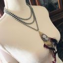 Handcrafted filigree cameo gray Czech Pearl genuine ruby gemstone clasp necklace Photo 2