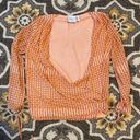 L'Academie Orange Long Sleeve Wrap Blouse Photo 0