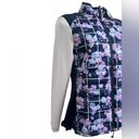 Peter Millar NWT Ladies  Outdoor/Golf Hybrid Quilted Navy Floral Full Zip Jacket Photo 3