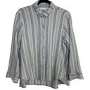 Habitat  White Black Textured Striped Buttoned Blouse Size Small Photo 0