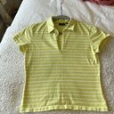 st. john's bay  Women's S Zip Neck Polo Tee Shirt Lime Green White Stripe Preppy Photo 10