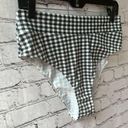 Reformation  Dark Gray Gingham Mid Rise Bikini Bottoms Size Large Photo 1