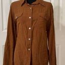 Chico's  Design Brown Long Country Western Cowgirl Boho Hippie Leave Print Shirt 2 Photo 0