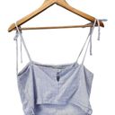 Brandy Melville  Dena Tank Top Striped Blue White Summer Tie Shoulder One Size Photo 4