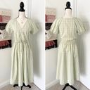 Madewell  Short Sleeve Plaid Tie-Waist Midi Dress Green/White Size XS NWT Photo 2