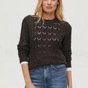 Michael Stars  Louisa Cable Knit Pointelle Pullover Sweater - Black SZ S Photo 0