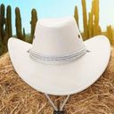 Western Cattleman Style Cowboy White Felt Hat Unisex Riding Hat with Large Brim Photo 0