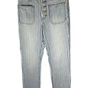 Pilcro and the Letterpress Pilcro Size 4/27 Pants Blue and White Vertical Stripes Cropped Jeans Button Fly Photo 0