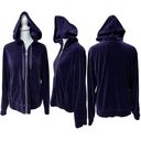 Ralph Lauren Lauren  Purple Velvet Long Sleeve Zip Front Hoodie Size Large Photo 1