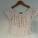 Star City  Vintage Cream Floral Off the Shoulder Puff Sleeve Crop Top Large Boho Photo 1